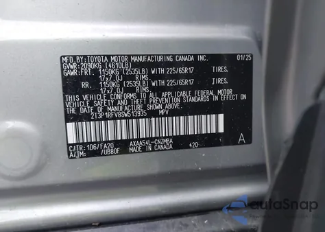 2025 Toyota Rav4 Xle from USA, damaged, VIN 2T3P1RFV8SW513935